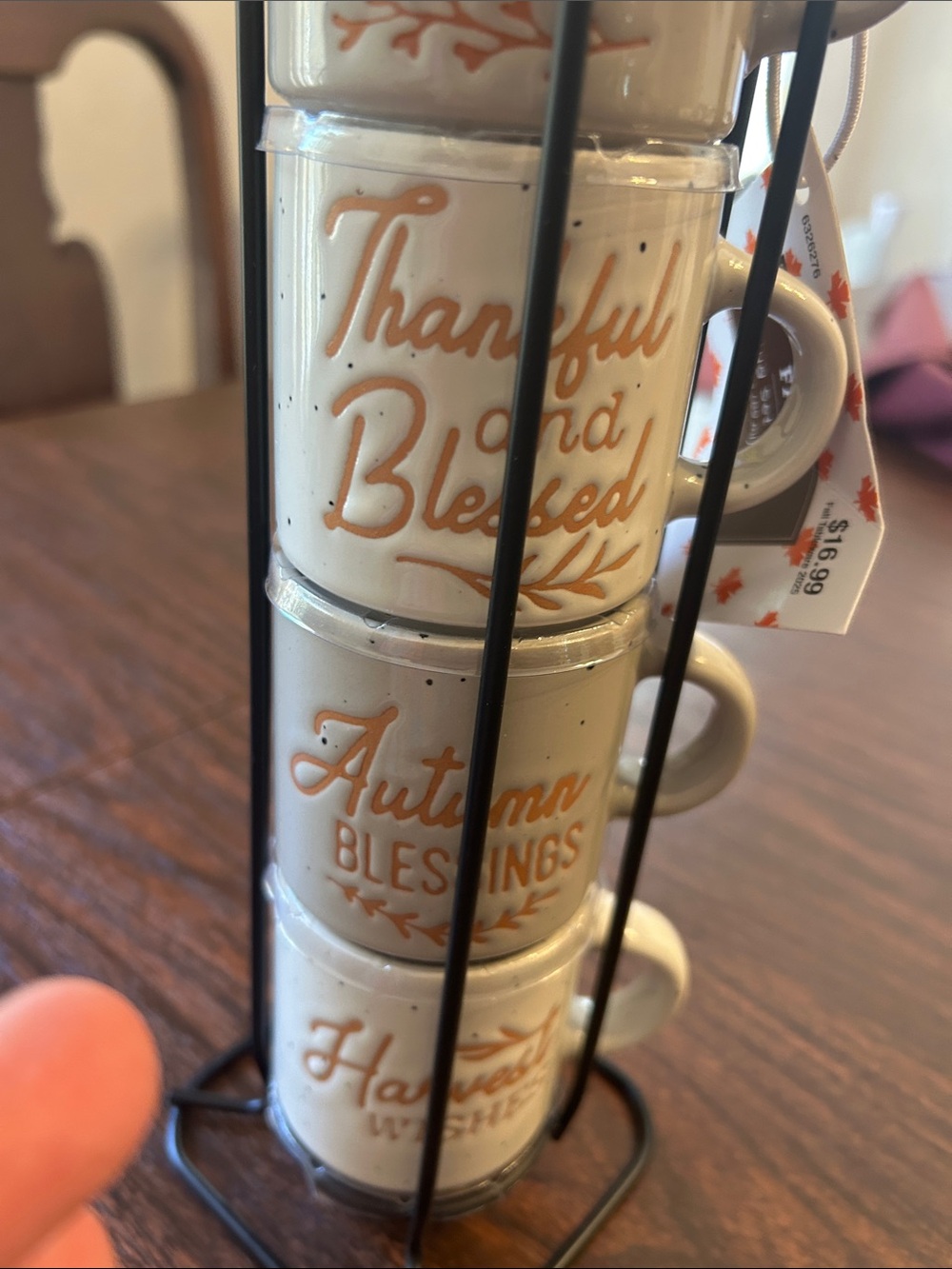 Stackable Ceramic Mug Set - Cream with Autumn Script - Picture 7 of 7